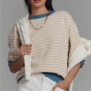 Pilcro Cream and Blue Short Sleeve Tee